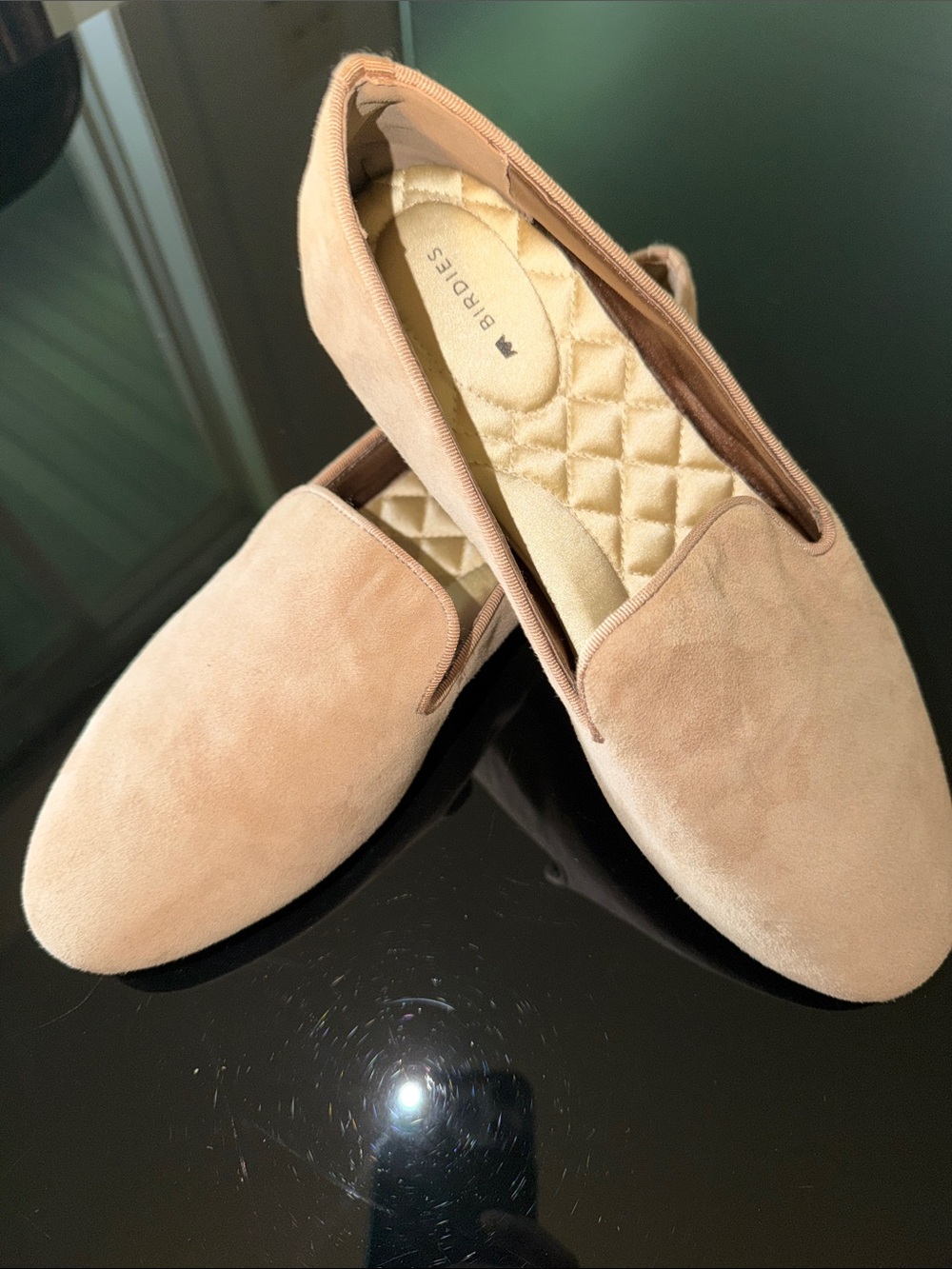 Birdies Blush Suede Slip-On Loafers